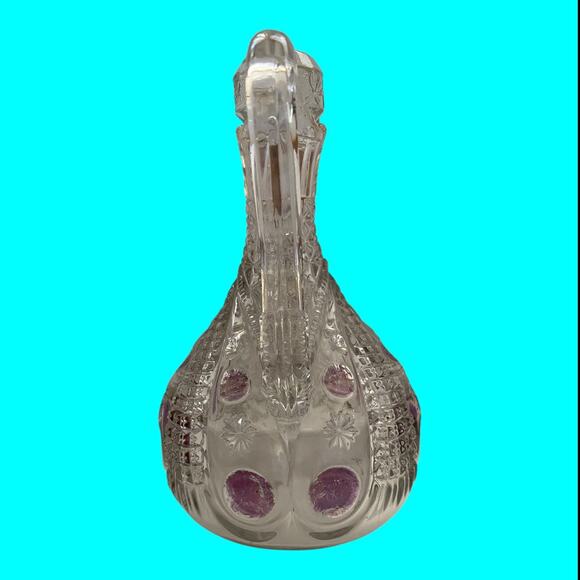 Vtg EAPG Glass Vinegar-Oil Cruet, Stopper Cranberry Flash Pitcher Dimple & Star - Picture 9 of 16